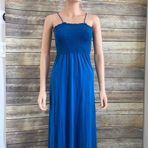 Michael Stars Blue Shirred Bodice Maxi Dress